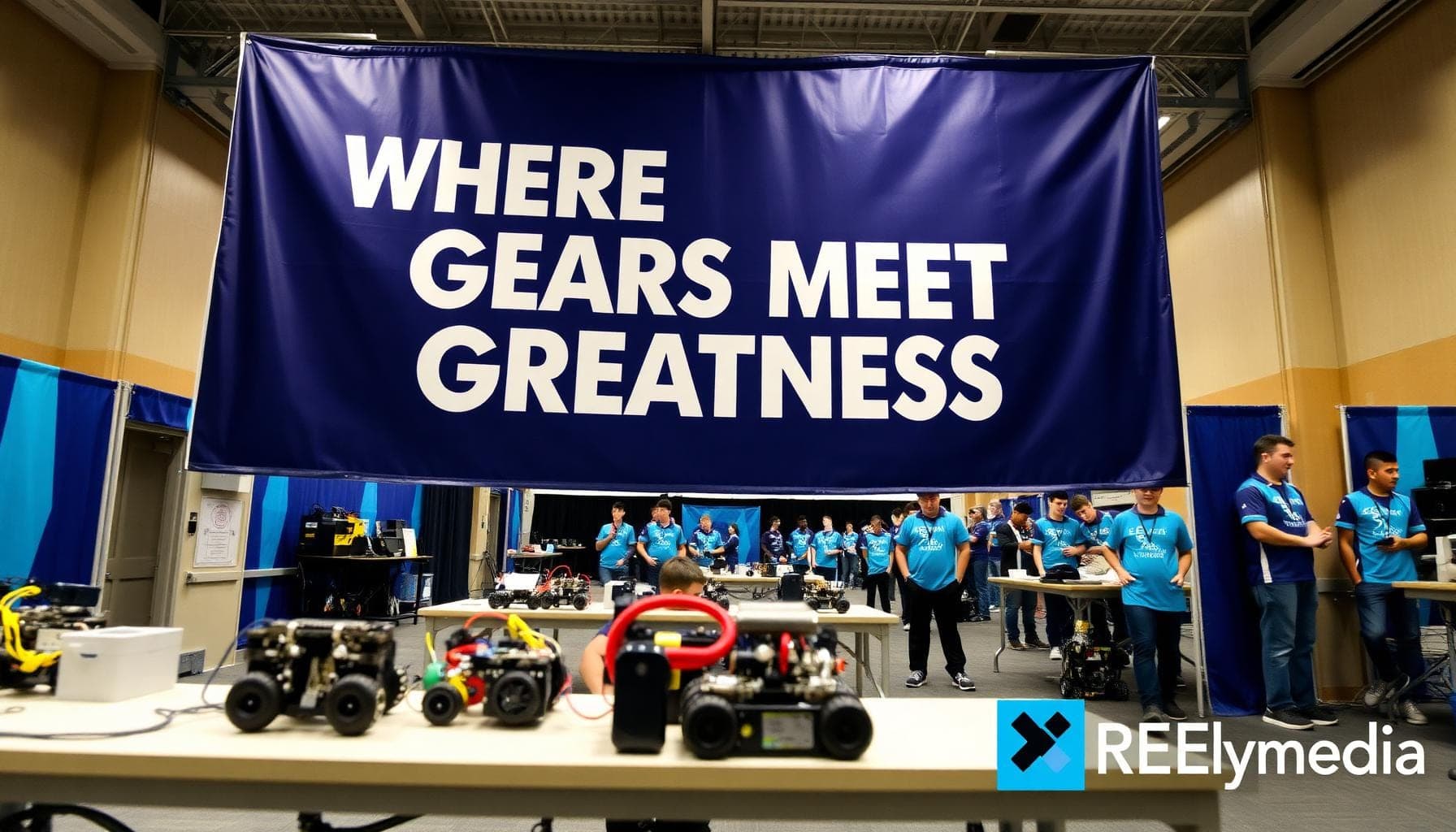 Young LEGO robotics team with custom branded team gear