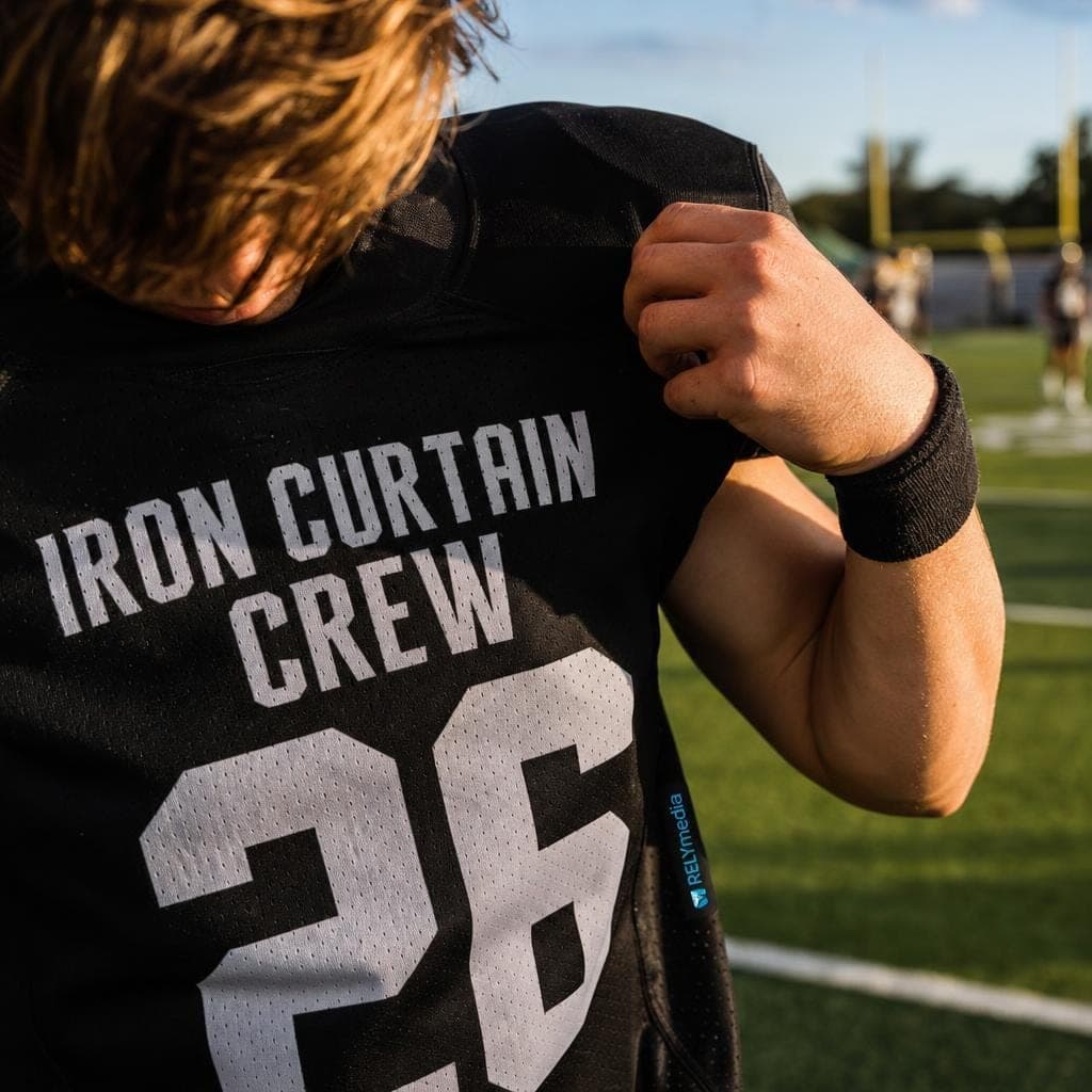 Player wearing a custom football jersey