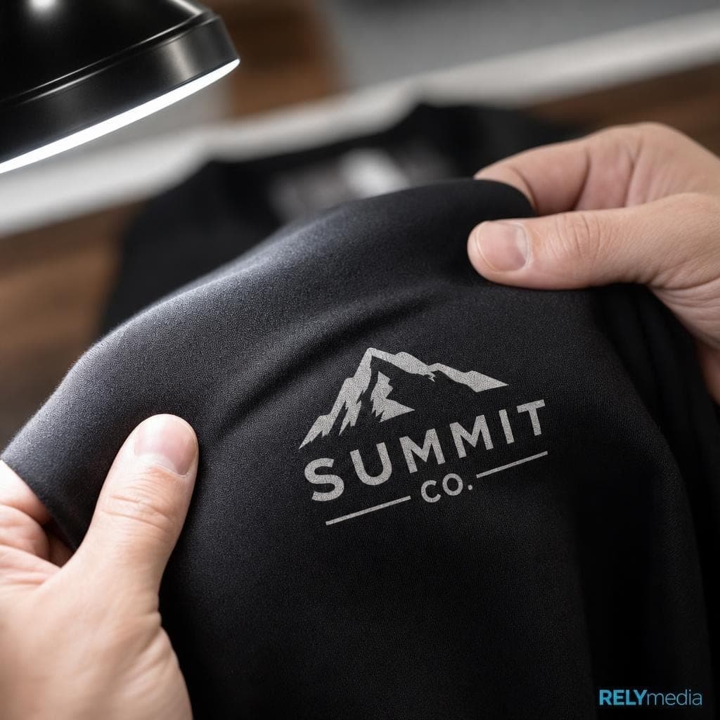 Close-up of custom T-shirt print quality and fabric texture