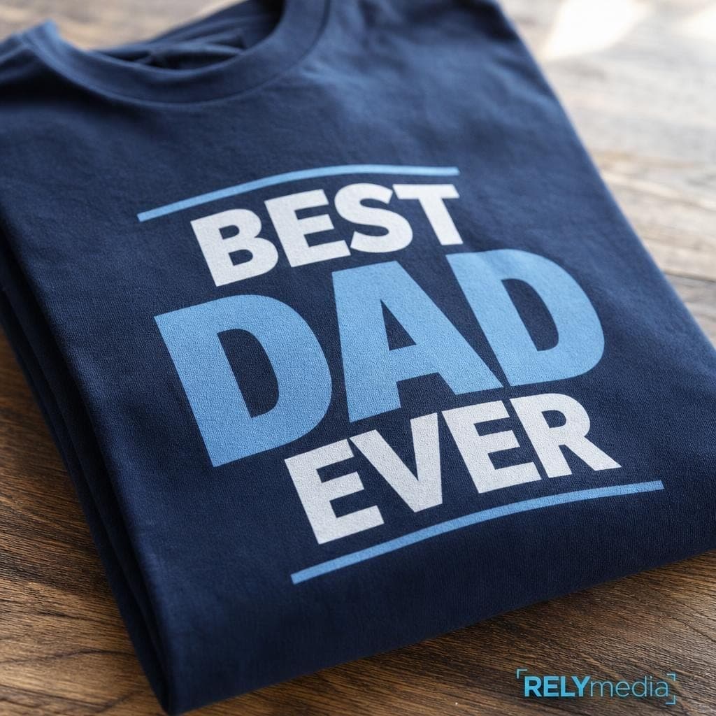 Close-up of a custom printed dad shirt design