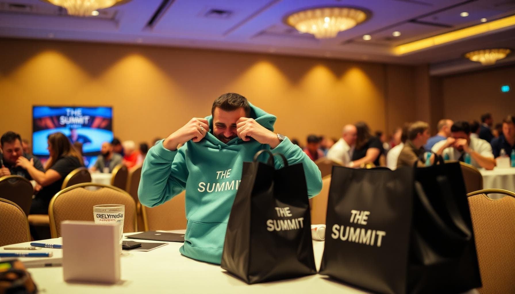 Apparel swag bag ideas for events — branded hoodies, t-shirts, and accessories