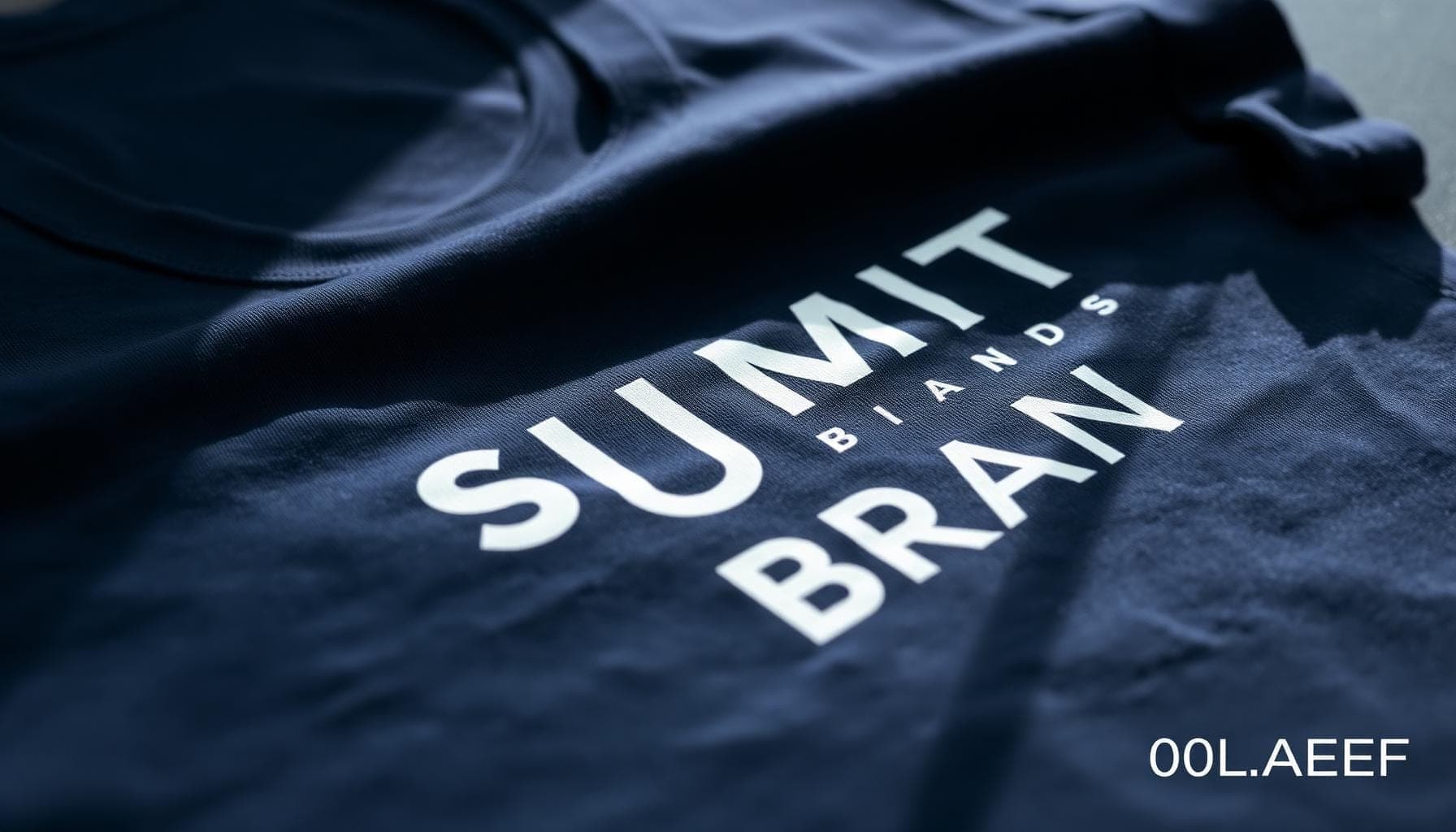 Close-up of screen-printed logo on custom company t-shirt — branded apparel decoration