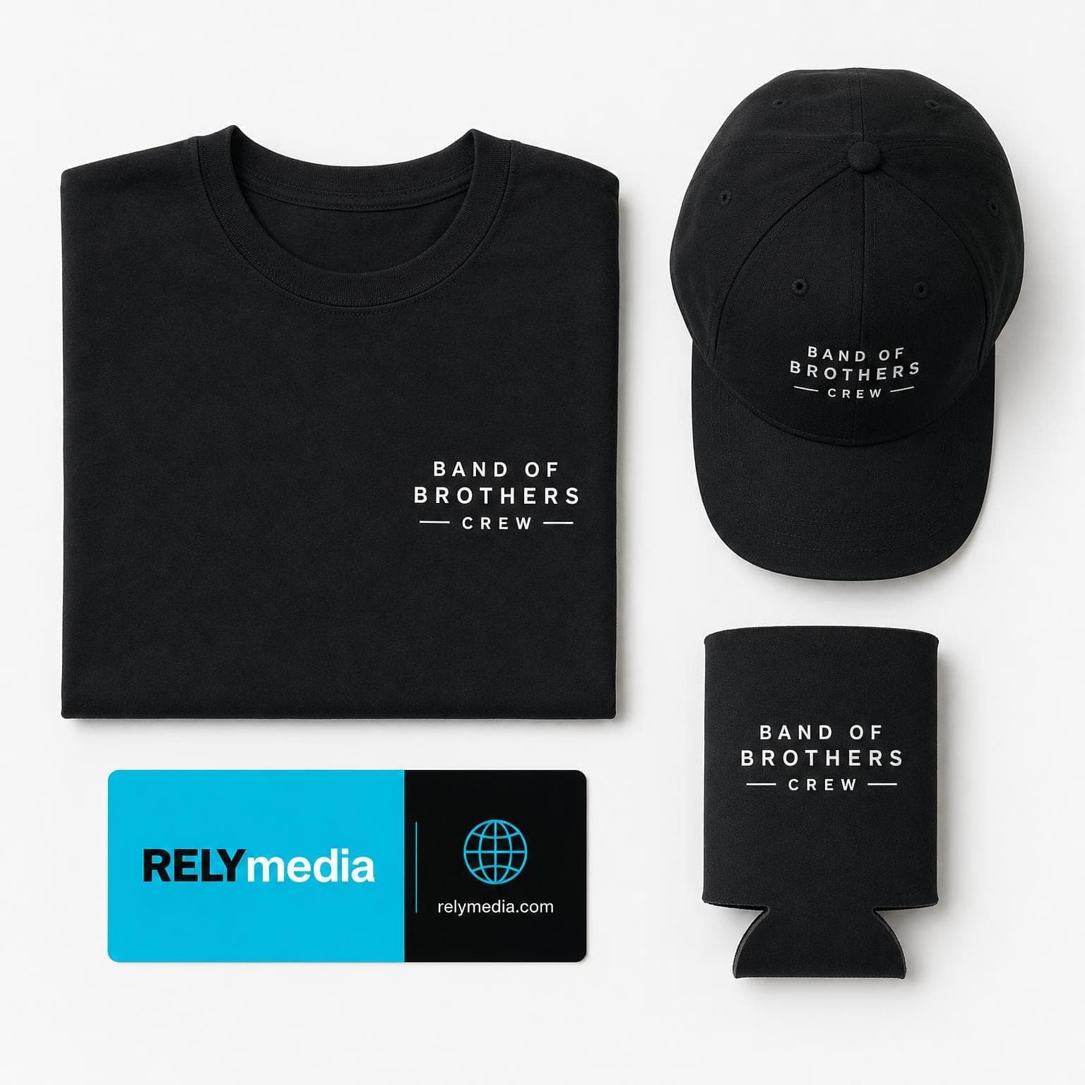 Flat lay comparing custom group shirt styles for men's crews