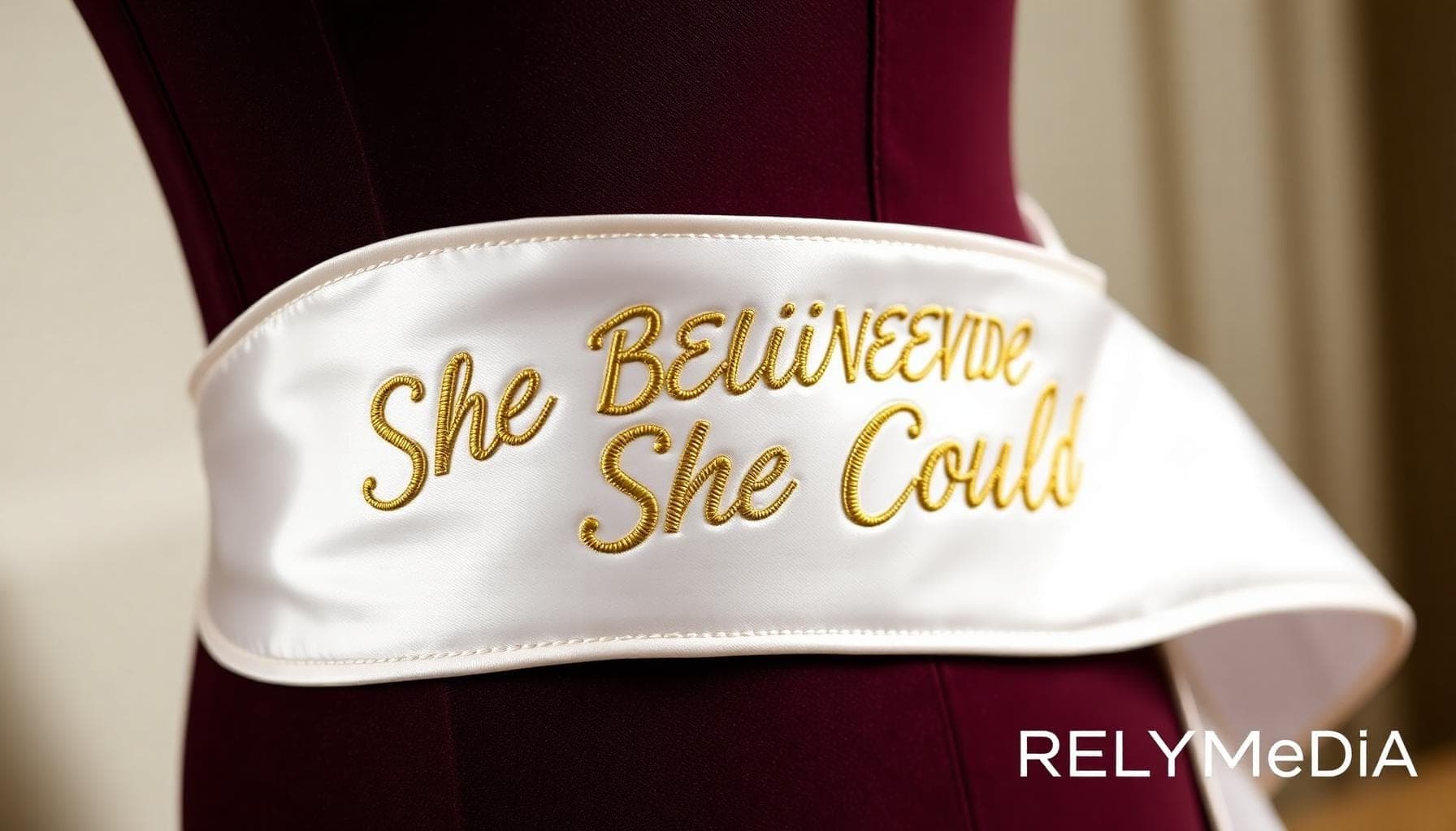 Beauty pageant sash with custom slogan