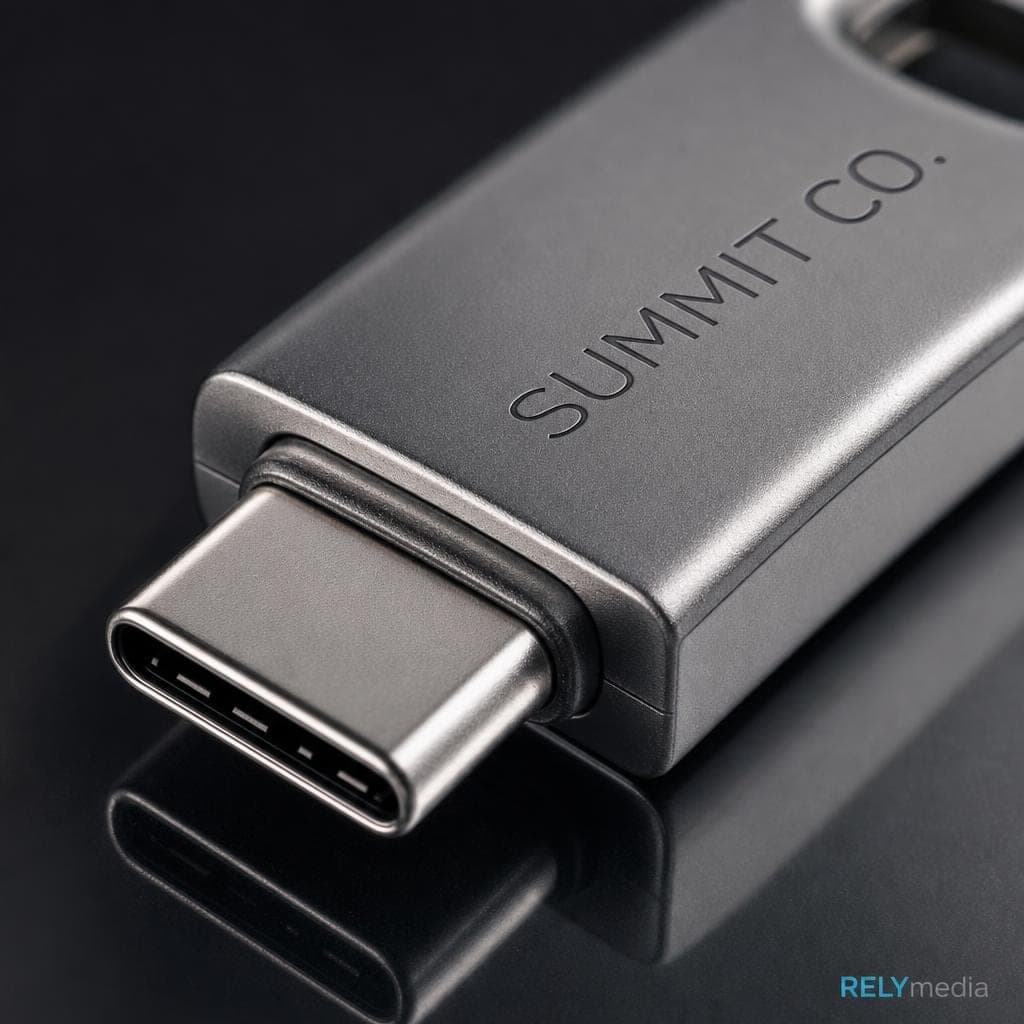 Close-up of a USB-C flash drive connector
