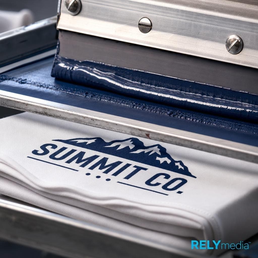 Close-up of screen printing ink on a custom T-shirt