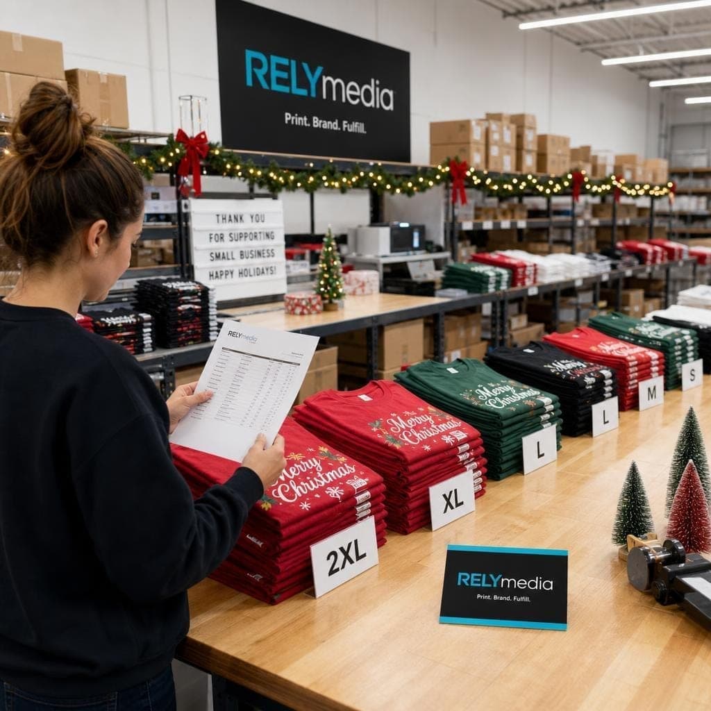 Custom Christmas shirt order fulfillment and packing