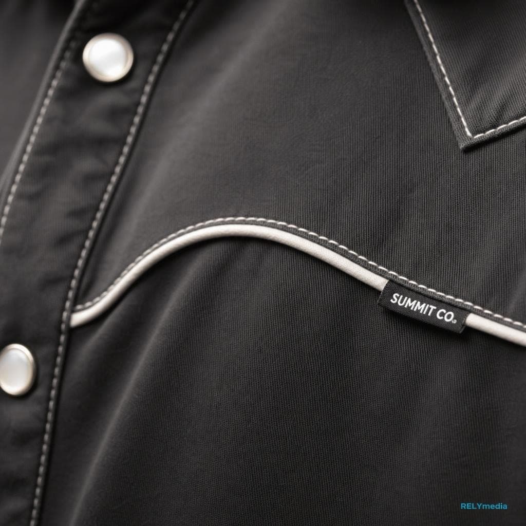Close-up of contrast piping detail on a custom western shirt seam