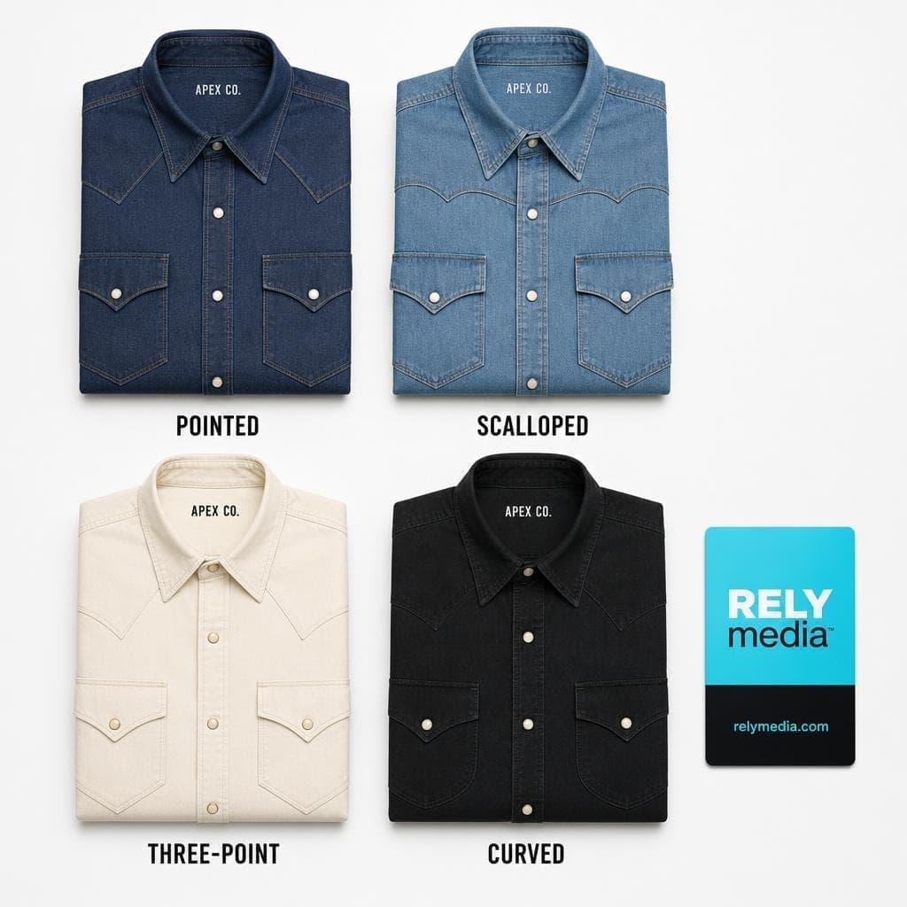 Flat lay of custom western shirt yoke shapes and embroidered panels