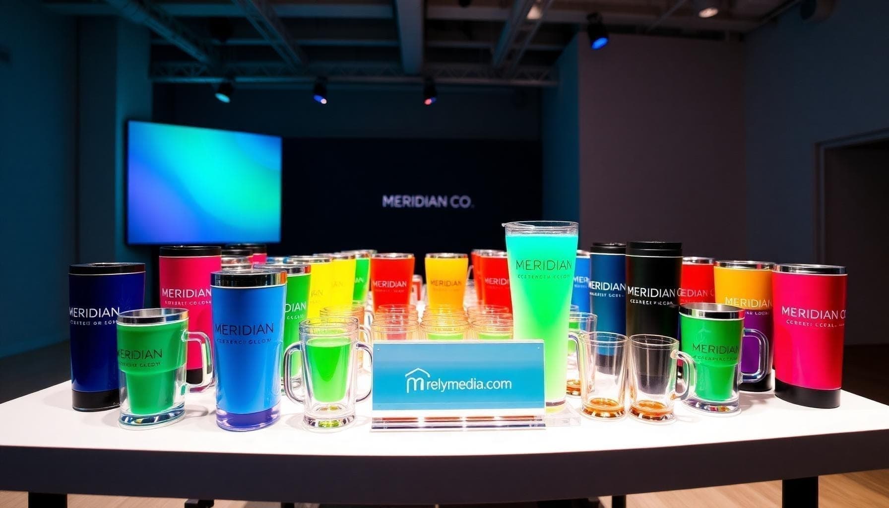 Group of custom color-changing koozies for weddings and corporate giveaways