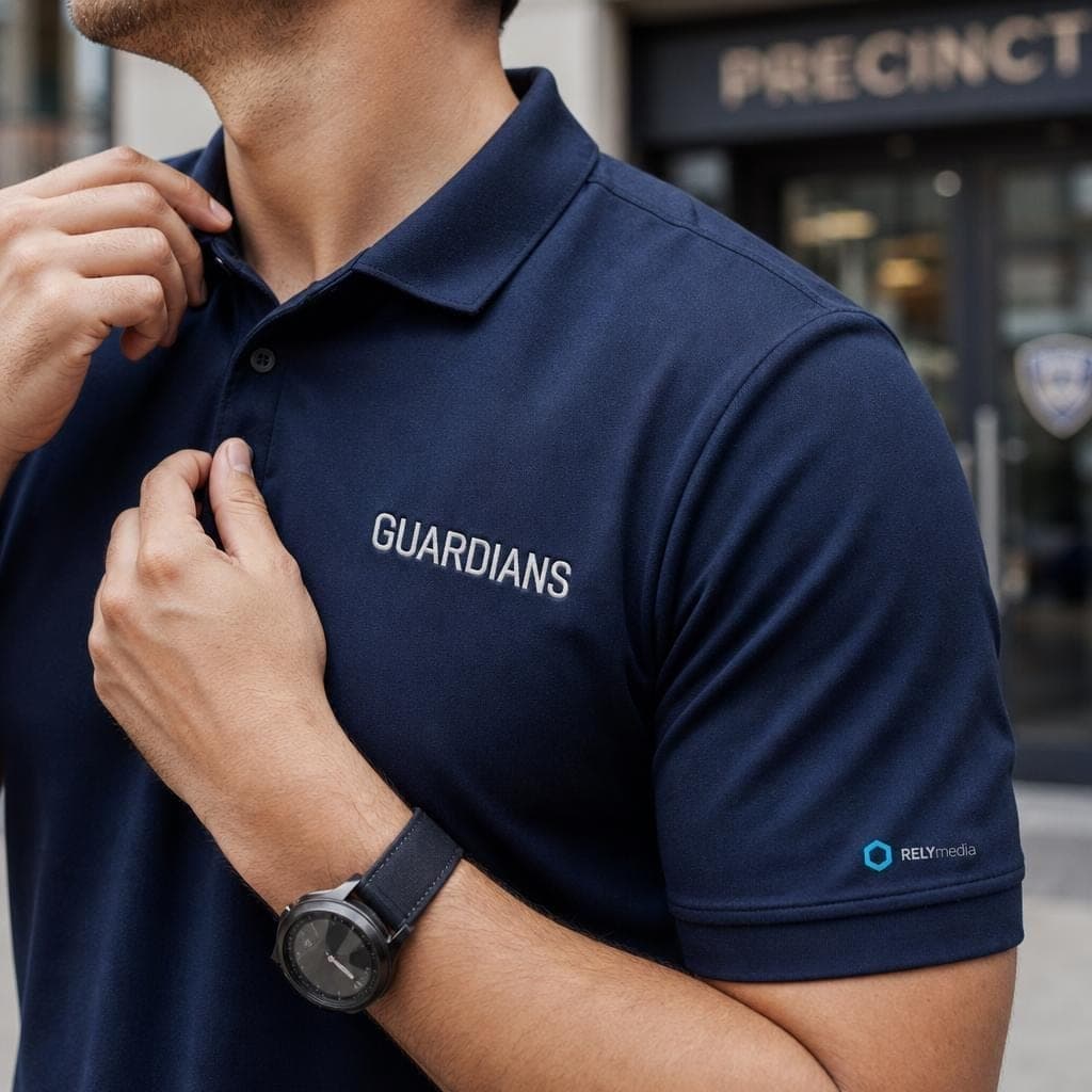 Officer wearing a custom police polo shirt
