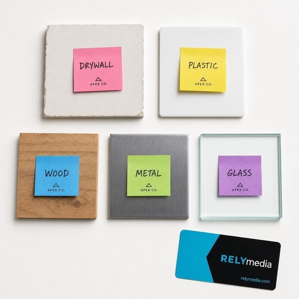 Sticky note surface test flatlay