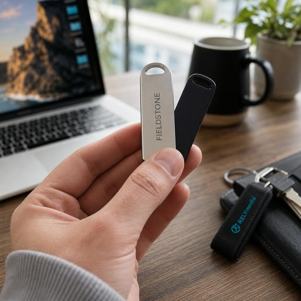 Person choosing between USB flash drives