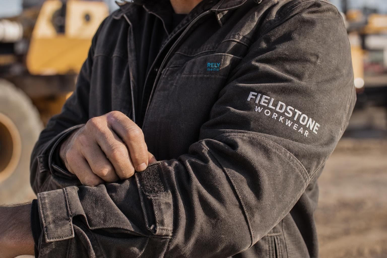 Worker wearing branded workwear on the job