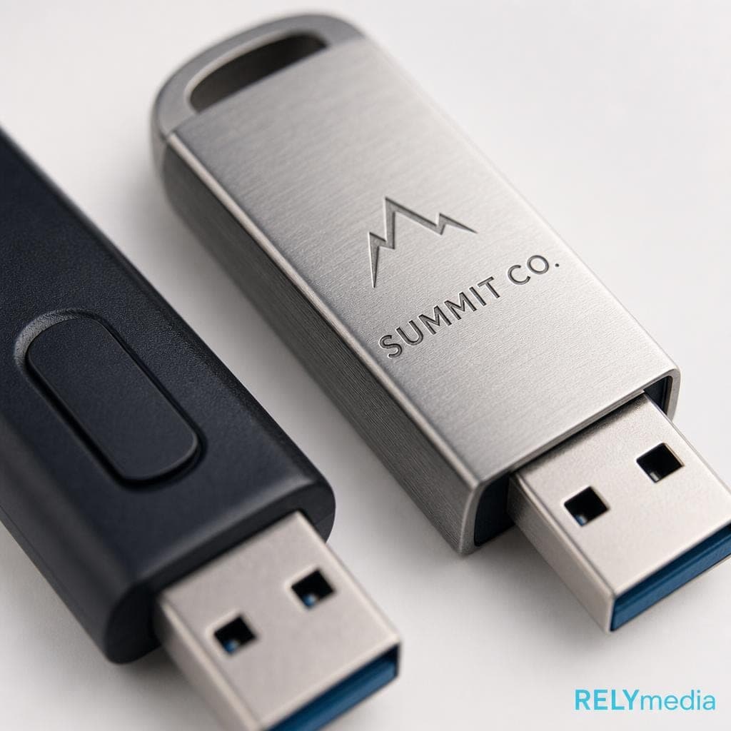Close-up of a USB flash drive casing and connector