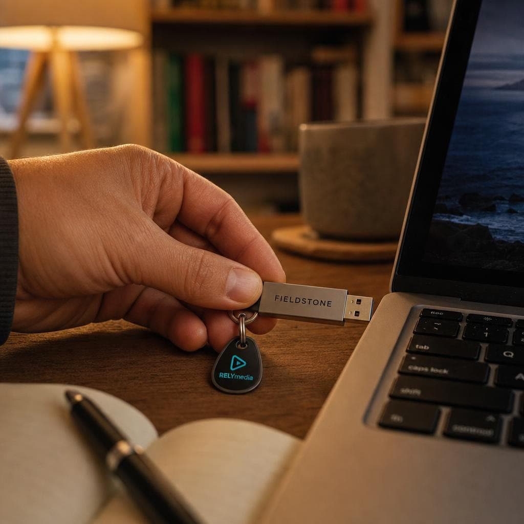Person backing up files to a USB flash drive